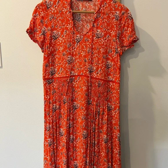 Comptoir Des Cotonniers Orange Red Sundress Size S - Picture 3 of 11